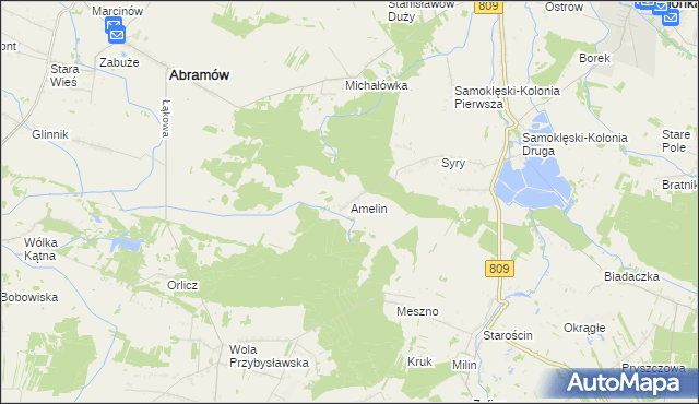 mapa Amelin gmina Kamionka, Amelin gmina Kamionka na mapie Targeo