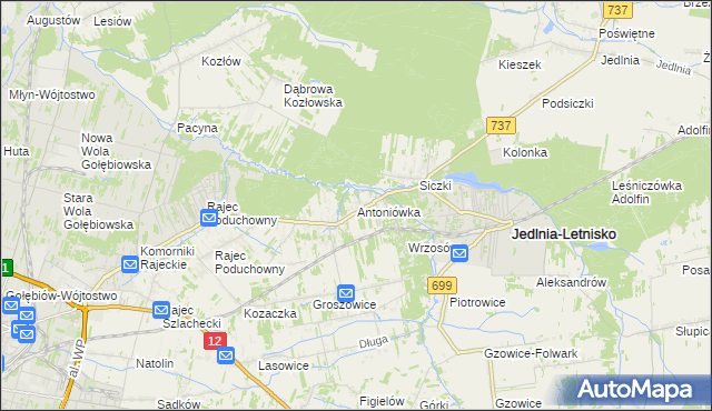 mapa Antoniówka gmina Jedlnia-Letnisko, Antoniówka gmina Jedlnia-Letnisko na mapie Targeo