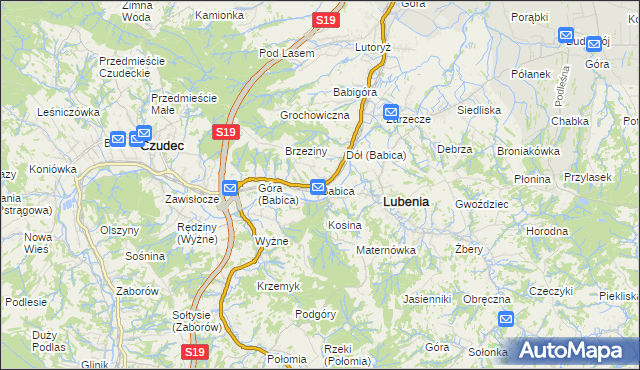 mapa Babica gmina Czudec, Babica gmina Czudec na mapie Targeo