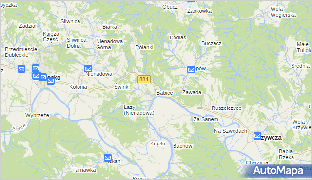 mapa Babice gmina Krzywcza, Babice gmina Krzywcza na mapie Targeo