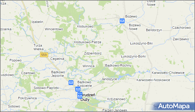 mapa Bądkowo-Podlasie, Bądkowo-Podlasie na mapie Targeo