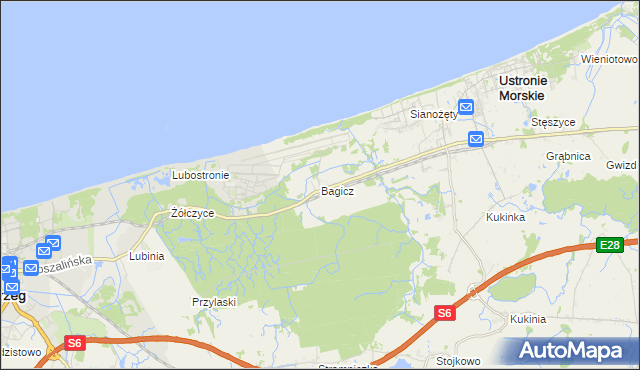 mapa Bagicz, Bagicz na mapie Targeo