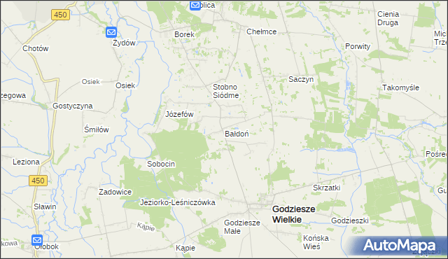 mapa Bałdoń, Bałdoń na mapie Targeo