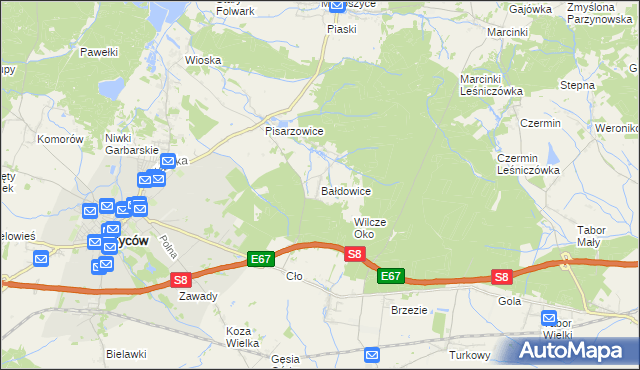 mapa Bałdowice, Bałdowice na mapie Targeo
