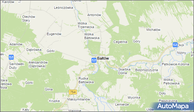 mapa Bałtów powiat ostrowiecki, Bałtów powiat ostrowiecki na mapie Targeo