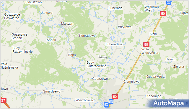 mapa Baraki gmina Sochocin, Baraki gmina Sochocin na mapie Targeo