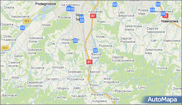 mapa Barcice Dolne, Barcice Dolne na mapie Targeo