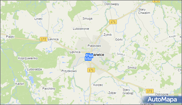 mapa Barwice, Barwice na mapie Targeo