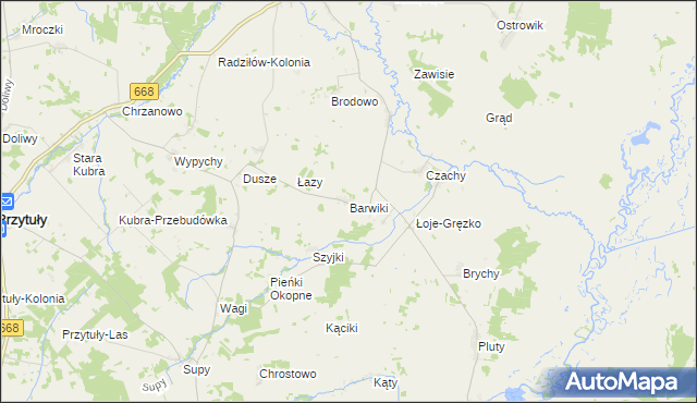 mapa Barwiki, Barwiki na mapie Targeo