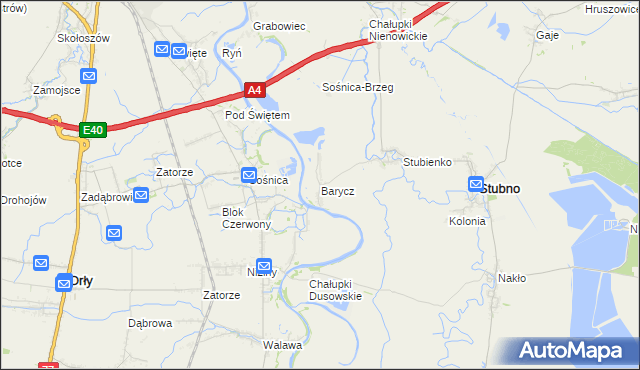 mapa Barycz gmina Stubno, Barycz gmina Stubno na mapie Targeo
