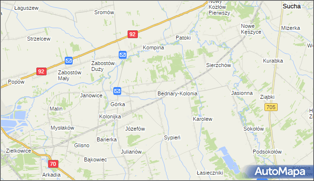 mapa Bednary-Kolonia, Bednary-Kolonia na mapie Targeo