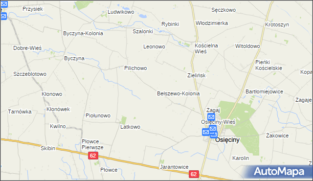 mapa Bełszewo-Kolonia, Bełszewo-Kolonia na mapie Targeo