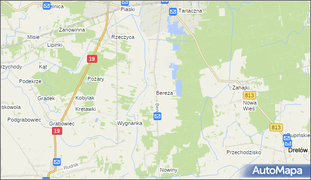 mapa Bereza, Bereza na mapie Targeo