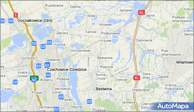 mapa Bestwinka, Bestwinka na mapie Targeo