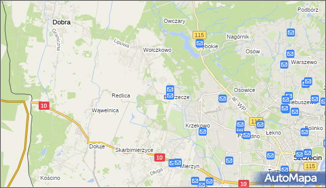 mapa Bezrzecze, Bezrzecze na mapie Targeo