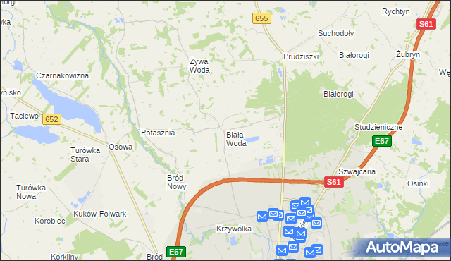 mapa Biała Woda gmina Suwałki, Biała Woda gmina Suwałki na mapie Targeo