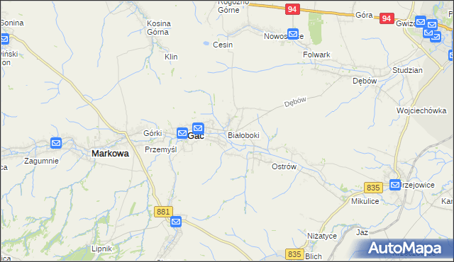 mapa Białoboki, Białoboki na mapie Targeo