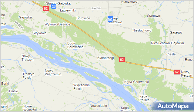 mapa Białobrzegi gmina Bodzanów, Białobrzegi gmina Bodzanów na mapie Targeo