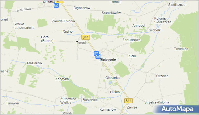 mapa Białopole powiat chełmski, Białopole powiat chełmski na mapie Targeo