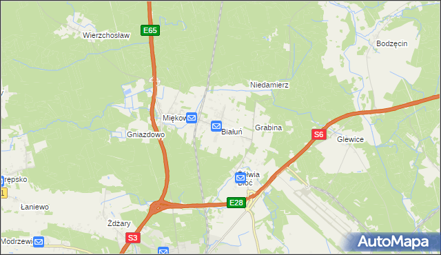 mapa Białuń gmina Goleniów, Białuń gmina Goleniów na mapie Targeo