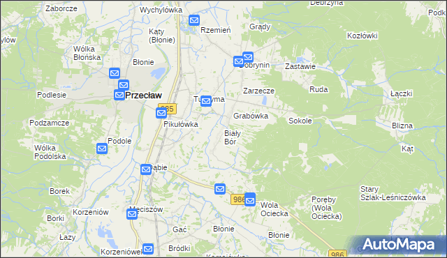 mapa Biały Bór gmina Przecław, Biały Bór gmina Przecław na mapie Targeo