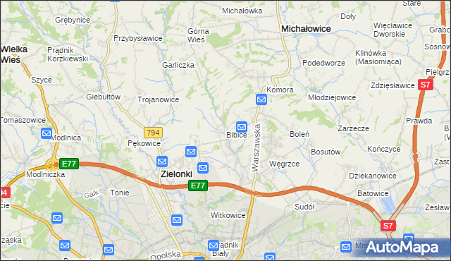 mapa Bibice, Bibice na mapie Targeo