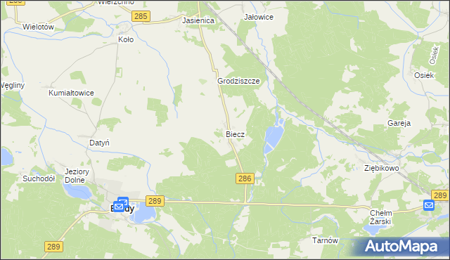 mapa Biecz gmina Brody, Biecz gmina Brody na mapie Targeo