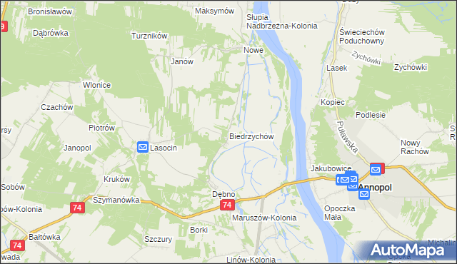 mapa Biedrzychów gmina Ożarów, Biedrzychów gmina Ożarów na mapie Targeo