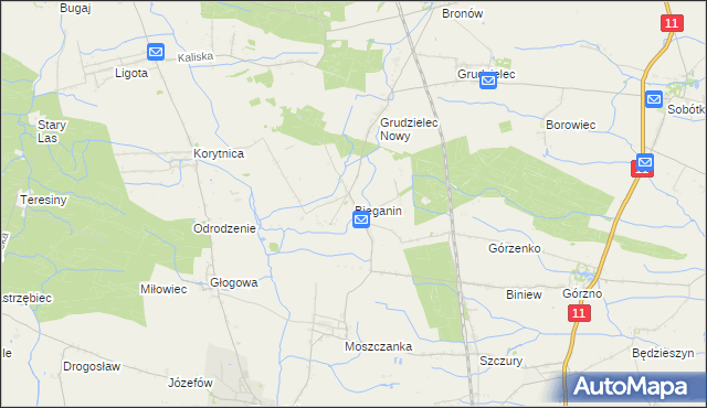 mapa Bieganin, Bieganin na mapie Targeo