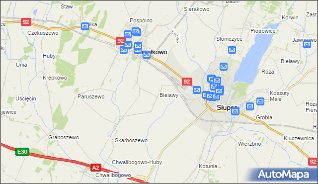 mapa Bielawy gmina Strzałkowo, Bielawy gmina Strzałkowo na mapie Targeo