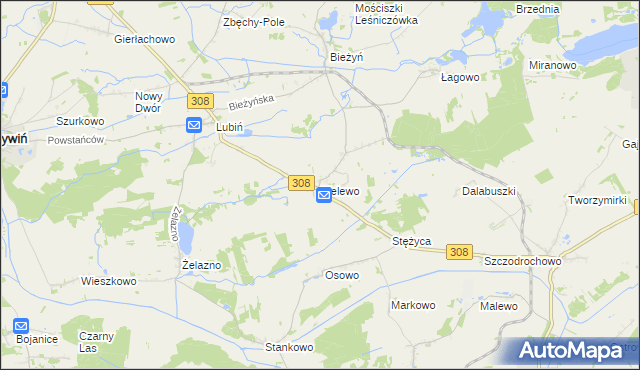 mapa Bielewo, Bielewo na mapie Targeo