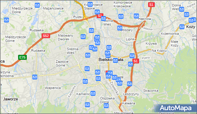 mapa Bielsko-Białej, Bielsko-Biała na mapie Targeo