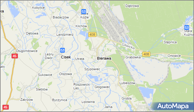 mapa Bierawa, Bierawa na mapie Targeo