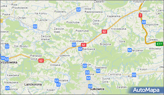 mapa Biertowice, Biertowice na mapie Targeo