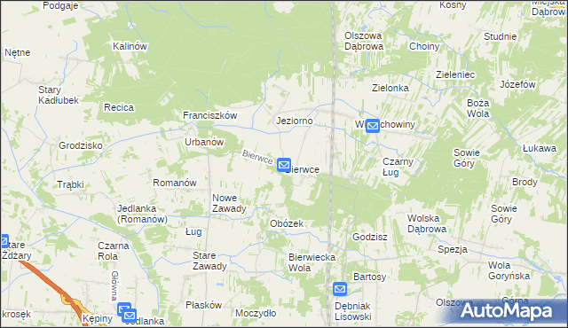mapa Bierwce, Bierwce na mapie Targeo