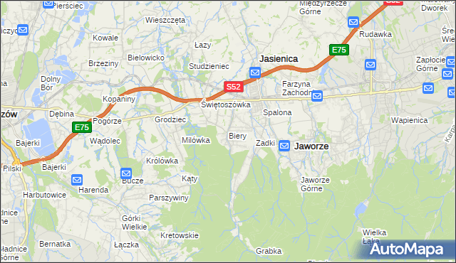 mapa Biery, Biery na mapie Targeo