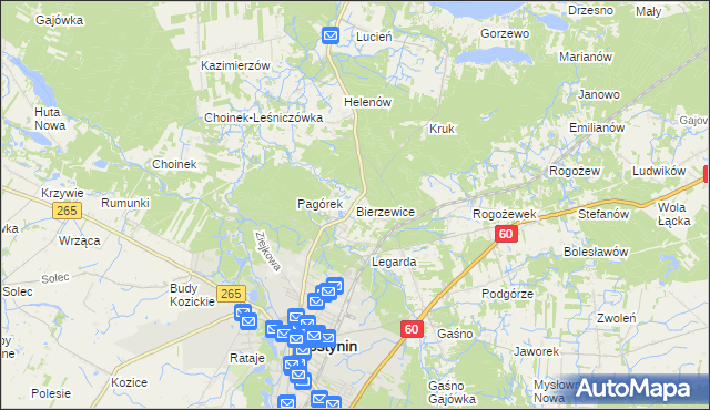 mapa Bierzewice, Bierzewice na mapie Targeo
