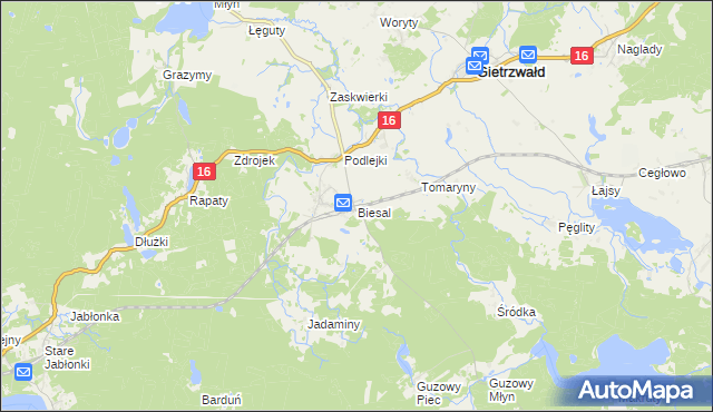 mapa Biesal, Biesal na mapie Targeo