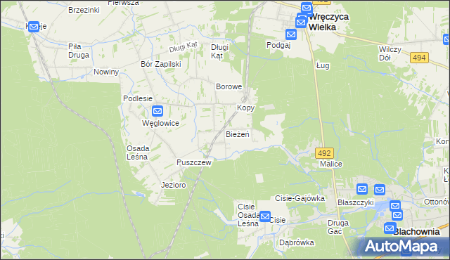 mapa Bieżeń, Bieżeń na mapie Targeo