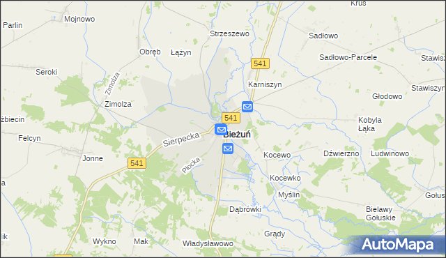mapa Bieżuń, Bieżuń na mapie Targeo