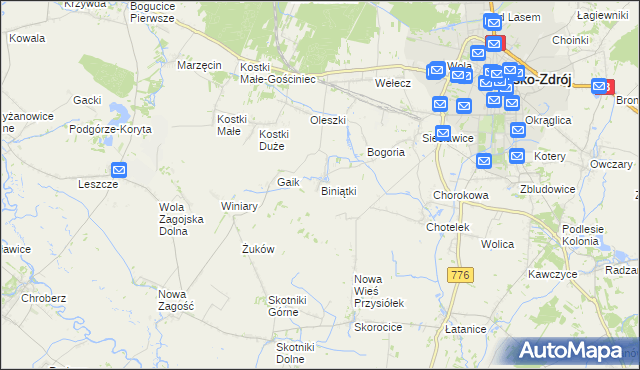 mapa Biniątki, Biniątki na mapie Targeo