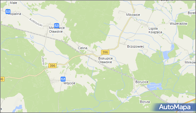 mapa Biskupice Oławskie, Biskupice Oławskie na mapie Targeo