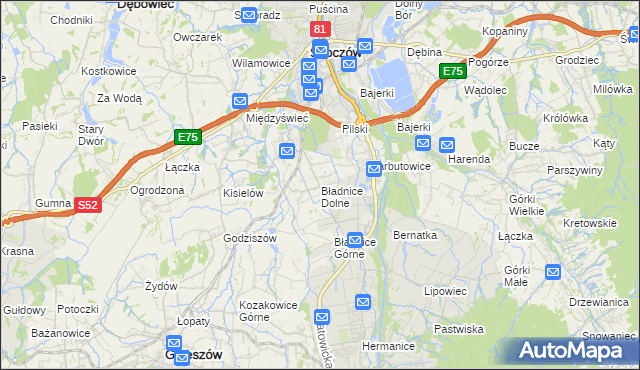 mapa Bładnice Dolne, Bładnice Dolne na mapie Targeo