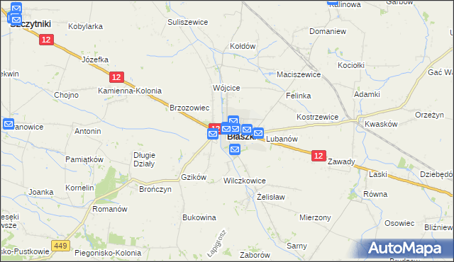 mapa Błaszki, Błaszki na mapie Targeo