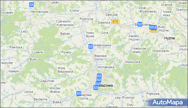 mapa Błażowa Dolna, Błażowa Dolna na mapie Targeo