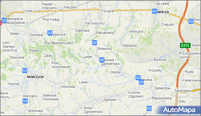 mapa Błędowa Zgłobieńska, Błędowa Zgłobieńska na mapie Targeo