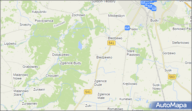 mapa Bledzewko, Bledzewko na mapie Targeo