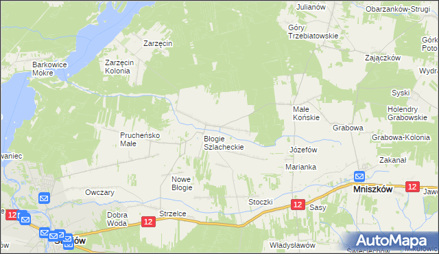 mapa Błogie Rządowe, Błogie Rządowe na mapie Targeo