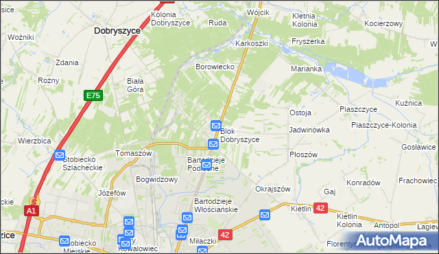 mapa Blok Dobryszyce, Blok Dobryszyce na mapie Targeo