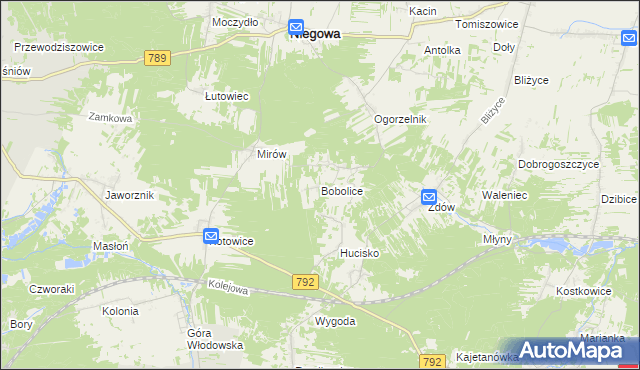 mapa Bobolice gmina Niegowa, Bobolice gmina Niegowa na mapie Targeo
